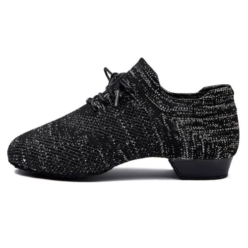HIPPOSEUS Women's Lace Up Ballet Dance Practice Shoes Split-Sole Latin Ballroom Jazz Dance Teaching Shoes,Model KCBD2