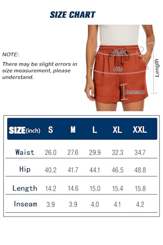 Smeng Womens Linen Shorts For Women Summer Comfy With Pockets Elastic Waist Bermuda Drawstring Hot Pants Orange Medium thumb #5