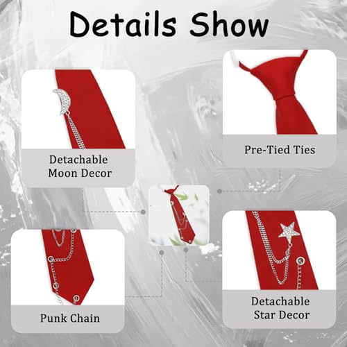 Image of LJBFNN Pre-Tied Ties for Women with Metal Chain, Uniform Shirt Accessory