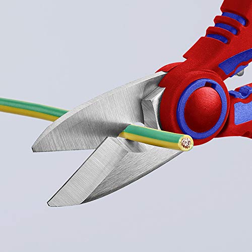 KNIPEX Ferramentas 95 05 10 SBA Tesouras eletricistas com área de crimpagem para virolas, 16 cm