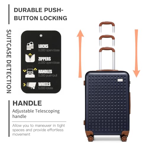 Kono Trolley Grande 76Cm Valigia Rigida Grande Leggero Con Tsa Lucchetto E 4 Ruote Girevoli,Blu - 5