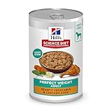 Hill's Science Diet Adult Perfect Weight Wet Dog Food, Hearty Vegetable & Chicken Stew, 12.5 oz. Cans, 12-Pack