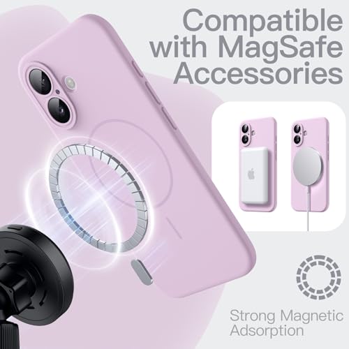 Image of JETech Magnetic Silicone Case for iPhone 17, Purple | Compatible with MagSafe, Silky Soft Touch, Full Camera Lens Protection, Shock Absorbing Phone Cover