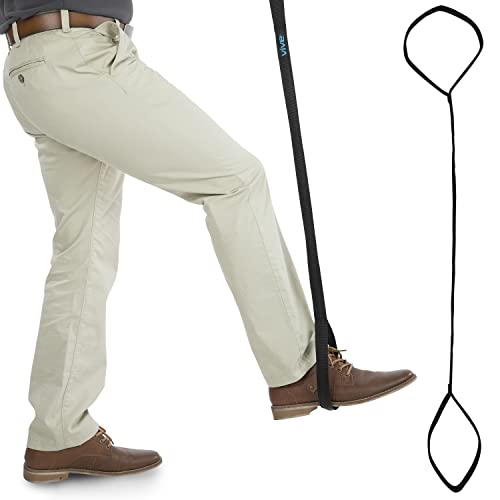 vive leg lifter strap 44 inch - rigid foot loop hand grip for adult senior elderly handicap disability pediatrics - long band mobility aid for car bed couch hip replacement wheelchair