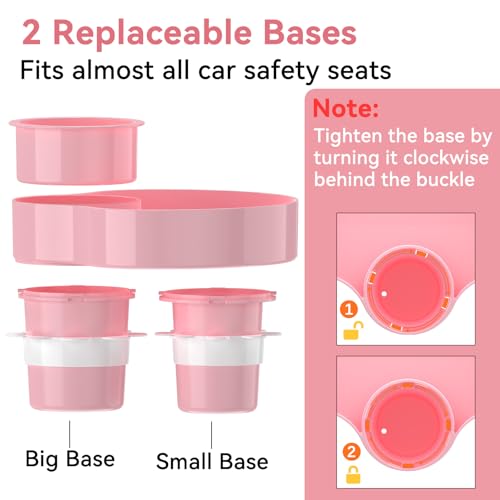 Image of Kids Car Seat Tray, Travel Tray with Cup Holder for Toddler Baby, Kids Car Seat Food Snack Organizer for Road Trip, Stroller snack Organizer Travel Must Haves Toddler Must Haves (Pink)