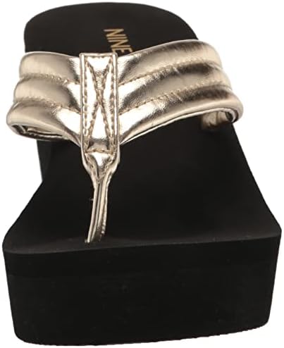 Nine West Women's Spins Wedge Sandal, Gold 710, 8 | Image 1