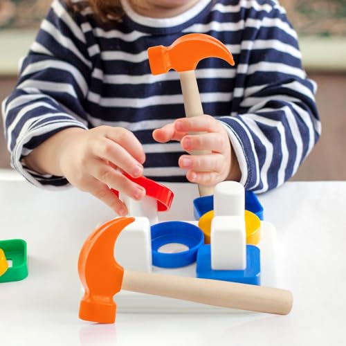Image of Hxezoc Wooden Hammer Toys Simulation Hammers Maintenance Tools Educational Toys for Kids Birthday Party Games Supplies (Orange)