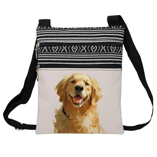 Golden Retriever Messenger Bag Small Ethnic Pattern Printed Adjustable Strap Crossbody Zipper Bag Golden Retriever Phone Bag Wallet Cute Shoulder Handbag for Women -2
