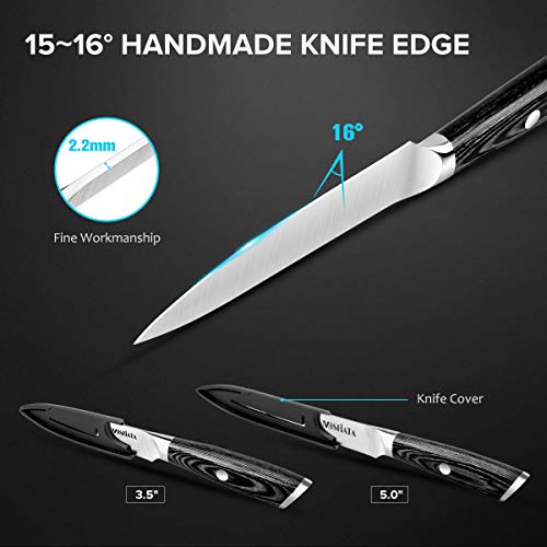 MOSFiATA 5” Chef Knife and 3.5" Fruit Knife Set with Knife Sheath, German High Carbon Stainless Steel EN.4116 with Micarta Handle and Gift Box for Vegetable and Fruit Cutting - image 6