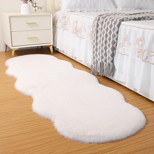 Tapete decorativo blanco de felpa 2x6 pies