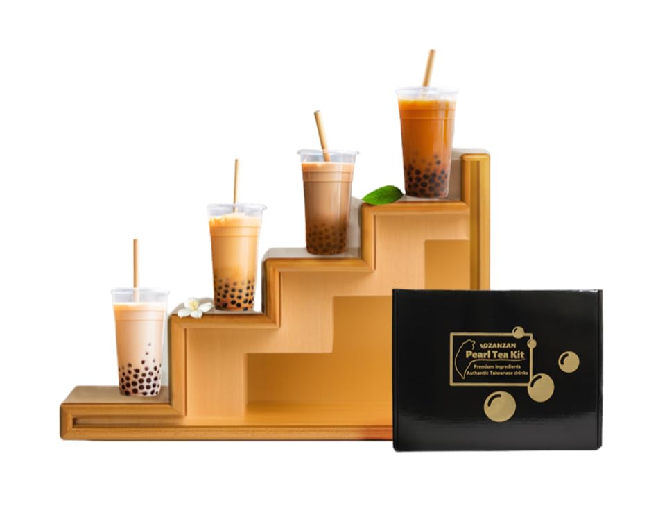 OZANZAN Boba Tea Kit Gift Box for DIY Bubble Tea Lover. 100% Fat Free. Premium Taiwan Original - Classic Bubble Drinks Making Party. Gluten-Free Beverages,10+ Servings, Paper Fat Straws,Unique gifts