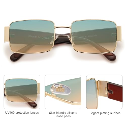 SOJOS Retro Fashion Rectangle Sunglasses Womens Mens Vintage Trendy Square Shades SJ11623