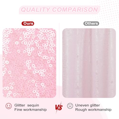 Image of PartyDelight Pink Sequin Backdrop 20x10ft Sparkly Photo Curtain | 4 Inch Rod Pocket and stitched 3mm sequins create panoramic stage coverage for baby showers and birthdays