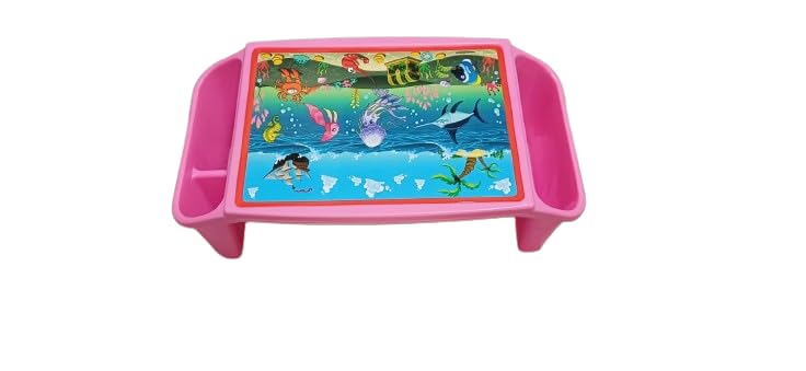 Image of Ocean Adventure Kids Study Table - Fun and Colorful Portable Foldable Lap Desk for Kids' Study, Drawing, Eating Snacks, and Laptop Use | Lightweight, Durable, Easy to Carry - Pink