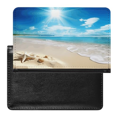 Bright Sunshine Summer Beach Passport Holder for Travel Document Holders PU Leather Credit Card Holder Minimalist Front Pocket Wallet Fashion Passport Wallet Cover Case Slim Bifold
