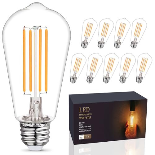 EMYMLITE 10-Pack Shatter Resistant LED Edison Light Bulbs 60W Equivalent