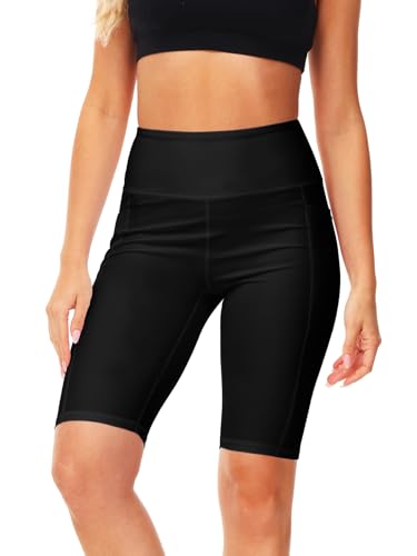 Image of AOBUTE Womens 9 inch /10 inch /11 inch Long Swim Board Shorts High Waisted UPF 50+ Biker Shorts with Pockets