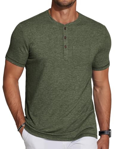 Chemise Henley décontractée à manches courtes pour homme COOFANDY avec boutons