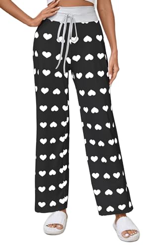 Image of Women Pajama Pants Comfy Lounge Wide Leg Casual Stretch Palazzo Drawstring Pj Bottoms Pants S-3XL