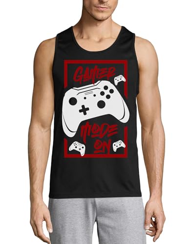 Débardeur coton homme noir Gamer Mode On t-shirt sans manche pour joueur de jeux vidéo