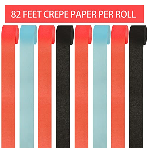 8 Rolls Crepe Paper Streamers Including Blue, Red,Black Party Streamers For Baby Shower Birthday Nursery Party Decorations Diy Art Project Supplies #TOP3