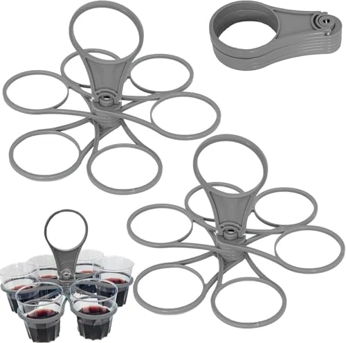 2 Pack Foldable Cup Carrier - Grey Portable Drinks Holder for 6 Cups - Reusable Drinks Carrier Tray for Holidays Sports & Outdoors - Compact & Spill-Proof Design