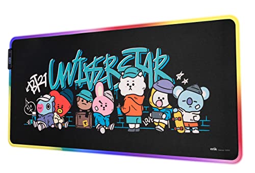 Tapete escritorio 90x40cm RGB BT21 Grupo Erik con base antideslizante y 14 modos de luces LED