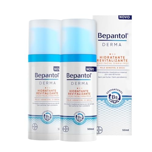 Kit 2 Hidratantes Loção Facial Revitalizante Diária FPS25 50ml Cada Bepantol Derma
