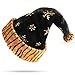 Christmas Hat, Santa Hat, Christmas Gifts for Women and Men, Thickened Soft Velvet Fabric, Gold Glitter Snowflakes Skin Texture, Xmas hat Suitable for Christmas Eve New Year Party Decorations (Striped Black)