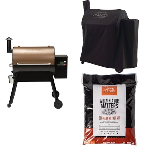 Traeger Grills Pro 780 Wood Pellet Grill and Smoker, Bronze with Full-Length Cover and Signature Blend Pellets 18 lb Bag