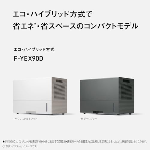 パナソニック 衣類乾燥除湿機 エコ・ハイブリッド方式 ナノイーX48兆搭載 F-YEX90D-W
