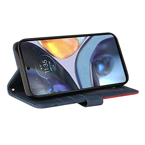 CXTcase for Motorola Moto G22 Case,Wallet PU Leather Flip Folio Case Cover with Card Holder Slots Magnetic Closure,Protective Phone Case for Motorola Moto G22,Blue - Image 4
