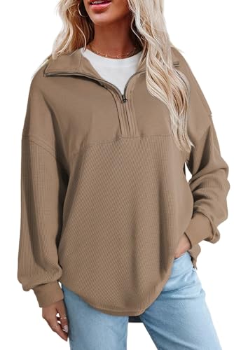 Image of SHEWIN Women Fall Sweatshirt Casual Half Zip Pullover Fall Top 2026 Clothes