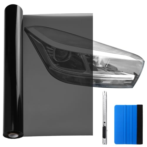 Pangda 16 X20ft Long Headlight Taillight Tint Film Vinyl Tint Wrap Roll 40% VLT Self Adhesive Tail Light Fog Lights Films with Scraper Vinyl Film Sticker Roll Car Accessories(Light Black)