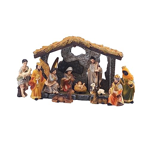 Vaguelly 1 Set Ornamenti per la mangiatoia di Natale figure natalizie stalla del presepe decorazioni statua Natività Arredamento natalizio statue di natale presepe di natale resina