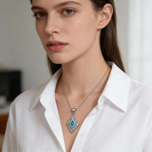 Collier géométrique cadre creux K blanc : le bijou léger anti-ternissement bleu irisé - 5