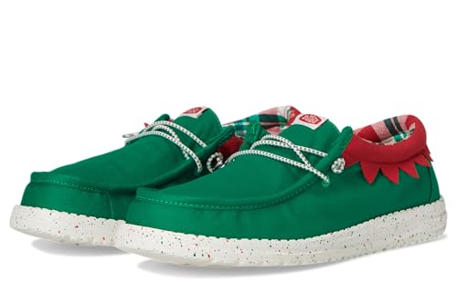HEYDUDE Men's Wally Holiday Elf Green/Red Loafer Flat
