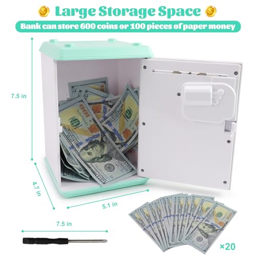 Image of Motiloo Money Bank for Kids - Large Electronic Coin Bank with Password Protection and Automatic Paper Money Scroll - Great Gift for Boys and Girls (Bear)