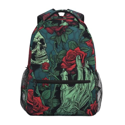 Cartable squelette vert roses pour aller au collège et voyager le week-end