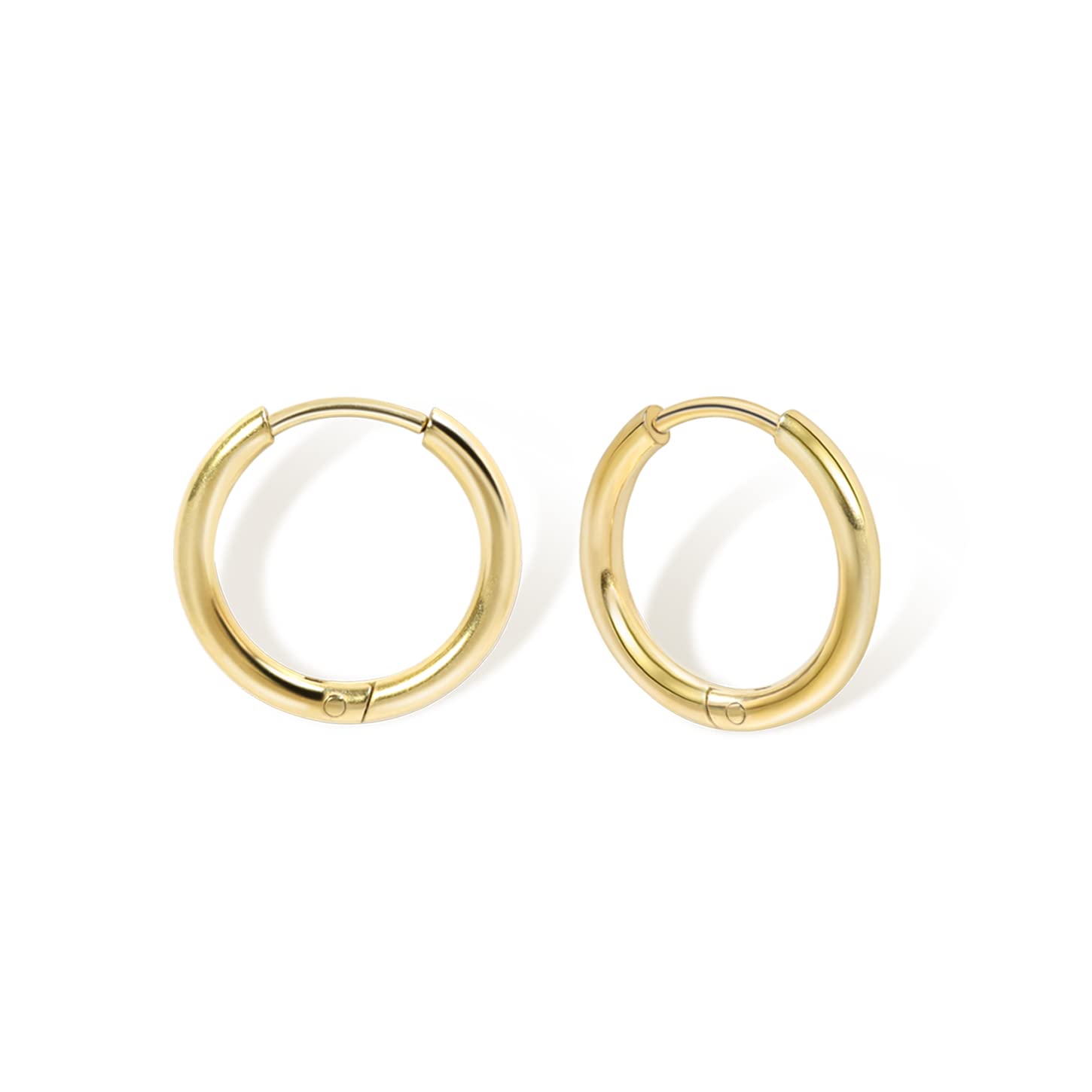 Small Gold Hoop Earrings Lightweight: Hinged Huggie Hoop Earrings for Lobe Cartilage Helix Tiny Hoops Earrings in Gold Plated Silver Black for Women Men (Set of 1-5 Pairs)