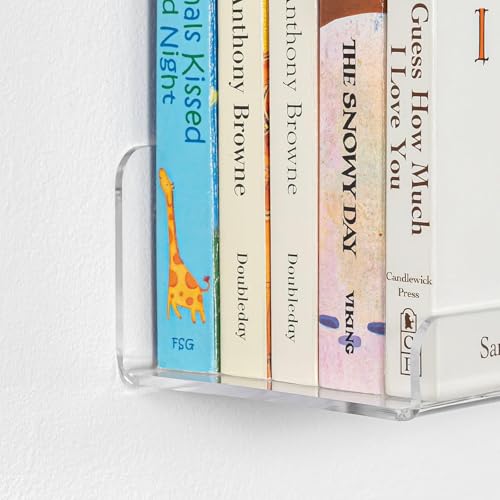 Image of Acrylic Floating Wall Shelves, 15 x 4 x 2.5 in, Clear, Set of 2, Modern Wall Mount Display Shelf (Clear, 10 in, 2)