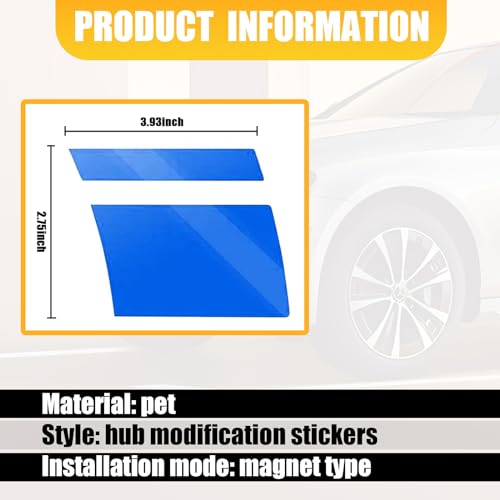 fasebeek 6 PCS Automotive Tire Reflective Sticker, 3.93\" x 2.75\" Waterproof Rim Hash Line Decal, Universal Modification Decorative Accessory for 18\"-21\" Tires, Compatible with Most Car Models (Blue)