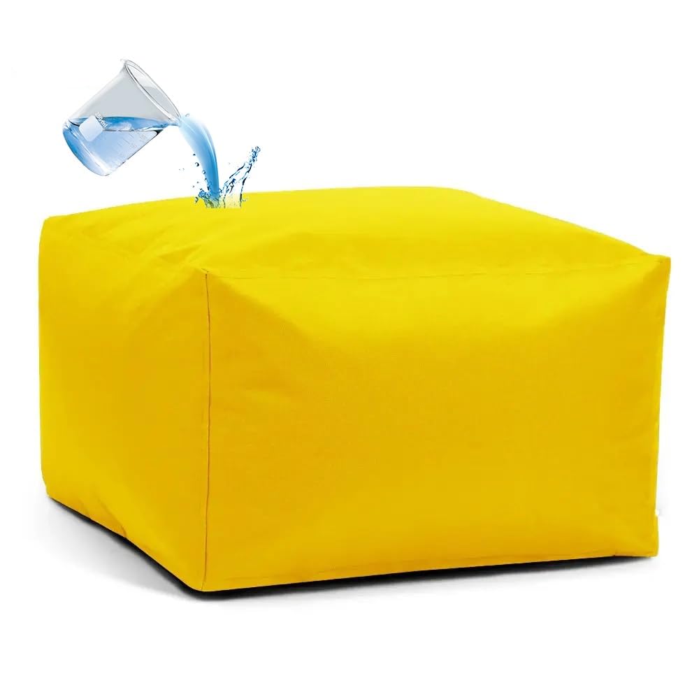 SXBCyan Outdoor Pouf Ottoman Stool (No Filler) Waterproof Beanbag Indoor Rectangle Foot Storage For Garden Camp Beach Bean Bag Chair Footrest Corner Seat Footstool(Yelow,65x65x40cm-cover)