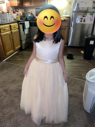 MCieloLuna Elegant Flower Girl Dress Toddler Puffy Tulle Princess Ball Gown O-Neck Glossy Satin First Communion Dress4