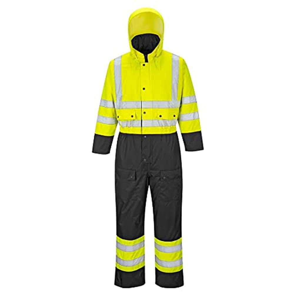 Portwest S485 Ostrzegawczy Kontrastowy Ocieplany Kombinezon, Żółty/Czarny, Rozmiarowy M