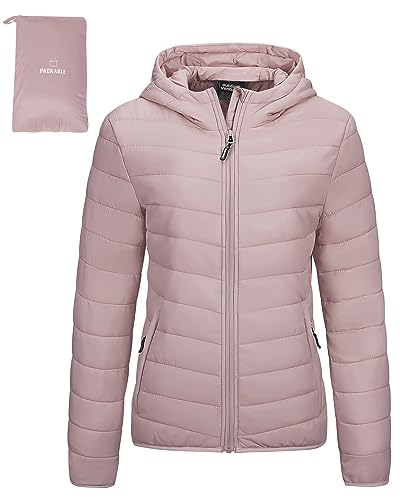 Image of Outdoor Ventures Women's Packable Lightweight Full-Zip Puffer Jacket with Hood Quilted Winter Coat