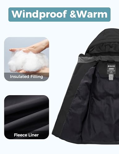 Wantdo Girl's Reversible Puffer Jacket Hooded Winter Jacket Warm Winter Coat Fleece Jacket4