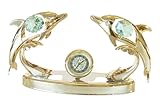 P.Emme Coppia di Delfini su Base con Orologio Gold CRYSTOCRAFT Cristallo SW - BOMBONIERE