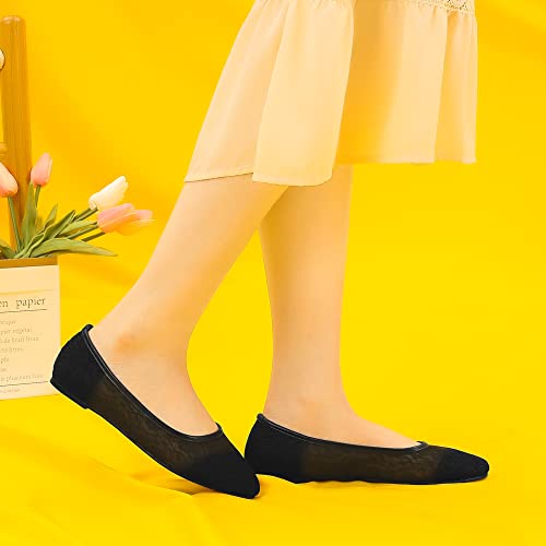 Allegra K Women's Lace Mesh Floral Round Toe Slip on Breathable Ballet Flats2