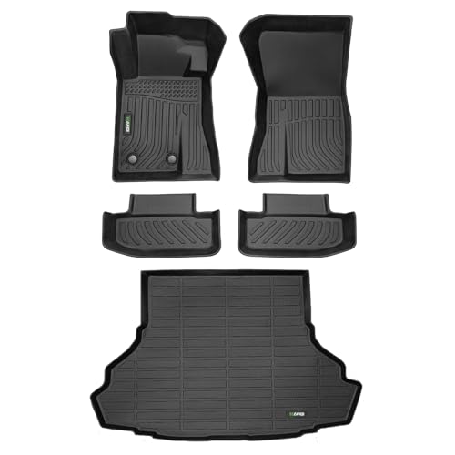 HAFIDI Floor Mats & Cargo Liner Set Fit for 2015-2026 Ford Mustang (Not Mustang Mach E & Without Subwoofer in The Trunk) All Weather TPE Anti-Slip Car Full Set Floor Liners Custom Accessories - Black
